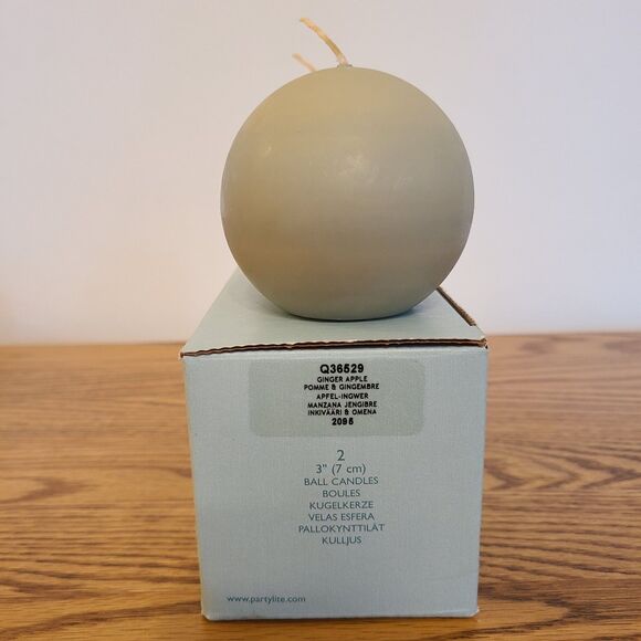 PartyLite Ball Candles 3" Ginger Apple Scent Round Ball Two In Original Box - Picture 5 of 10